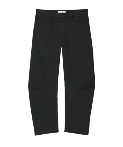 Nili Lotan Shon Double-pocket Cotton Trousers In Black