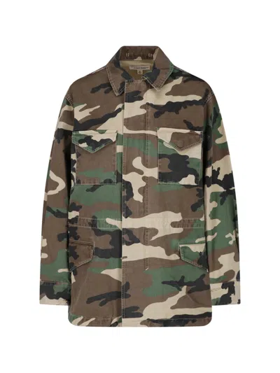 Nili Lotan Multicolor Sacha Camouflage Zip Jacket In Green