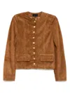 Nili Lotan Nanon Suede Jacket In Brown