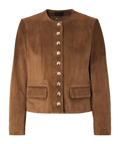 Nili Lotan Nanon Suede Jacket In Brown