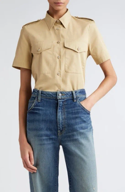 Nili Lotan Natalie Cotton Military Shirt In Desert Khaki