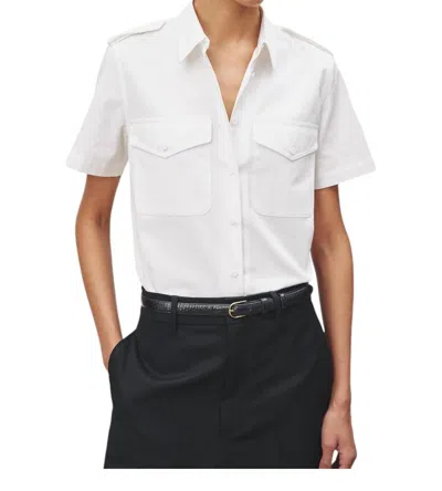 Nili Lotan Natalie Short Sleeve Button Up Shirt In White