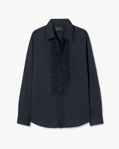 Nili Lotan Nathael Ruffle Shirt In Blue