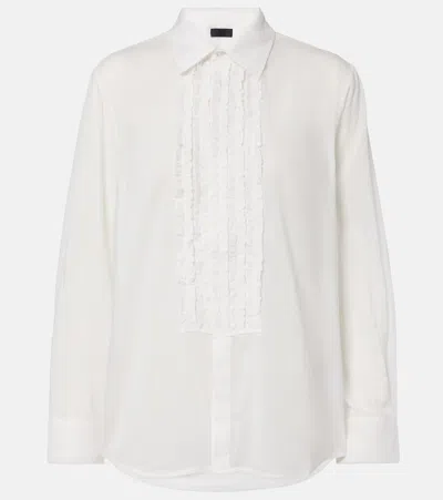 Nili Lotan Nathael Ruffled Cotton Poplin Shirt In White