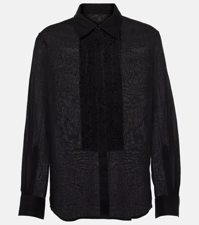 Nili Lotan Nathael Ruffled Cotton Shirt In Black