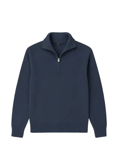 Nili Lotan Nathaniel Quarter-zip Sweater In Blue