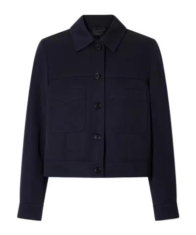 Nili Lotan Navy Blue Cropped Jacket In Black