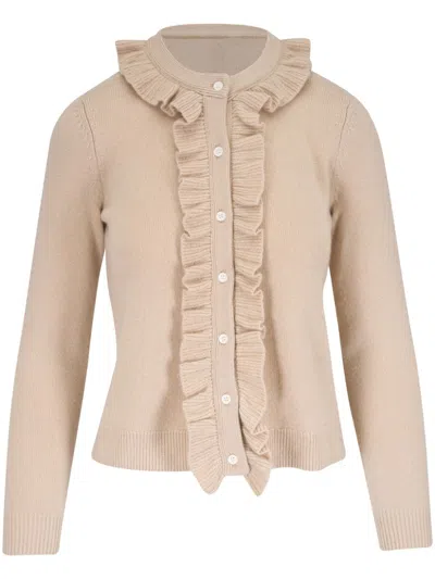 Nili Lotan Neave Ruffle Cashmere Cardigan In Neutrals