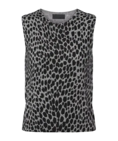 Nili Lotan Nessa Leopard-jacquard Cashmere Tank In Gray