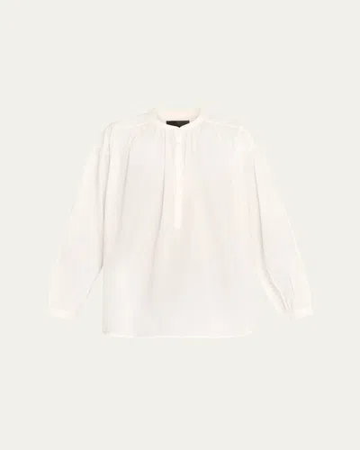 Nili Lotan Neville Voluminous Pullover Blouse In Ivory Dobby Stripes