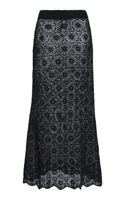 Nili Lotan Nika Crochet Cotton Maxi Skirt In Black
