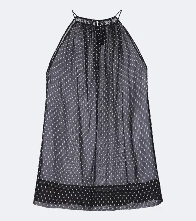 Nili Lotan Nikki Halterneck Polka-dot Silk Top In Black