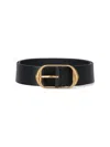 Nili Lotan Wide Dark Brown Leather Belt In Black