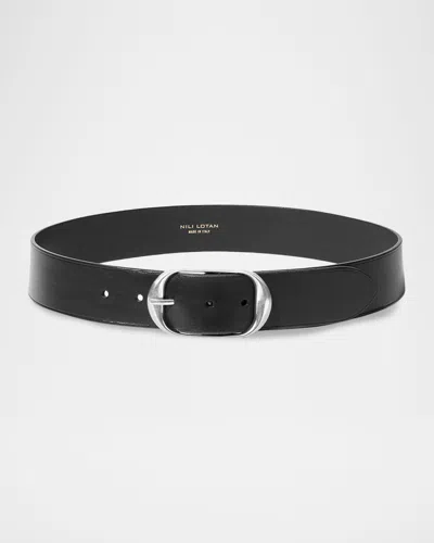 Nili Lotan Nili Leather Belt In Black Silver