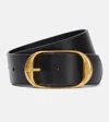 Nili Lotan Nili Leather Belt In Black W/ Antique Brass