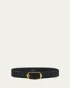 Nili Lotan Nili Leather Belt In Black W/antique Bras
