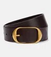 Nili Lotan Nili Leather Belt In Dark Brown W/antique Brass
