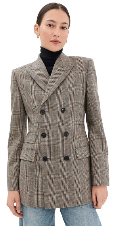 Nili Lotan Noah Jacket Fatigue Plaid In Brown