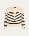 Nili Lotan Noemi Hooded Lace-up Stripe Cashmere Sweater In Noemi Stripe Sweater