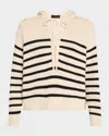 Nili Lotan Noemi Hooded Lace-up Stripe Cashmere Sweater In Noemi Stripe Sweater