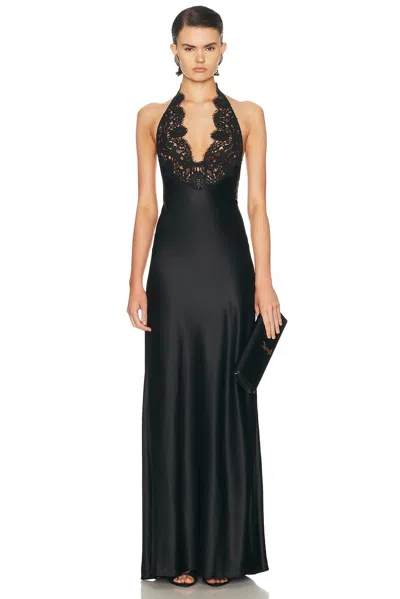 Nili Lotan Noemi Lace Halter Gown In Black