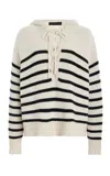 Nili Lotan Noemi Hooded Lace-up Stripe Cashmere Sweater In Stripe
