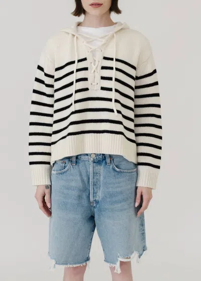 NILI LOTAN NOEMI STRIPE SWEATER IN IVORY/BLACK STRIPE