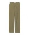 Nili Lotan Nohan Brushed Cotton-blend Twill Wide-leg Pants In Green