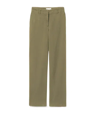 Nili Lotan Nohan Brushed Cotton-blend Twill Wide-leg Pants In Green