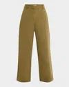 Nili Lotan Nohan Stretch Cotton Ankle Pants In Military Green