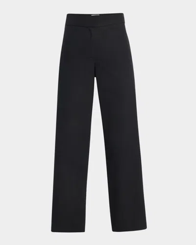 Nili Lotan Nohan Straight-leg Ankle Cotton Pants In Black