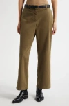 Nili Lotan Nohan Stretch Cotton Ankle Pants In Military Green