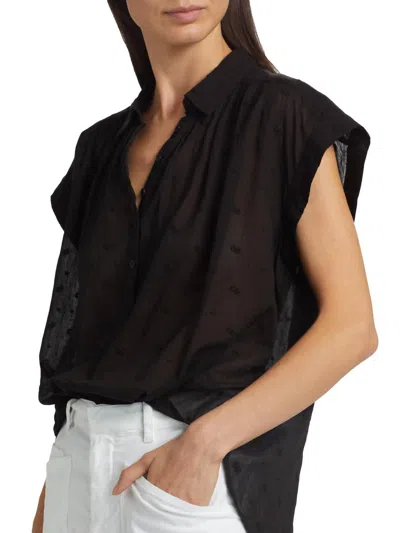 Nili Lotan Normandy Blouse In Black Pointelle In Multi