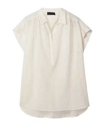 Nili Lotan Normandy Embroidered Cotton-voile Blouse In Neutral