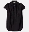 Nili Lotan Normandy Shirred Cotton Blouse In Black