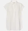 Nili Lotan Normandy Shirred Cotton Blouse In White