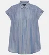 Nili Lotan Normandy Striped Cotton Blouse In Blue