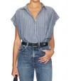 Nili Lotan Normandy Striped Cotton Blouse In Blue