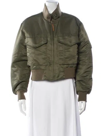 Pre-owned Nili Lotan Nylon Bomber Jacket In Green