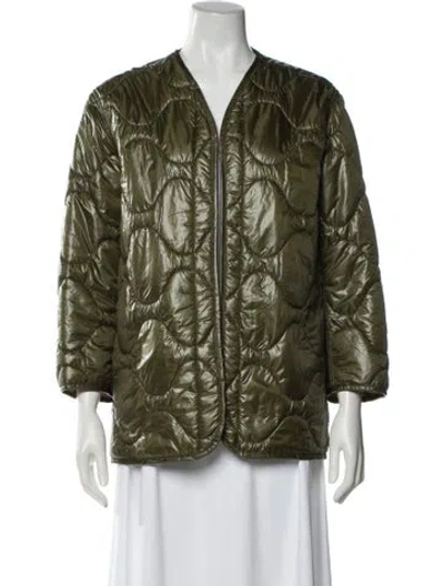 Pre-owned Nili Lotan Nylon Printed Evening Jacket In Green