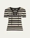 Nili Lotan Oaklynn Stripe Lace-up Silk T-shirt