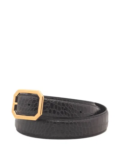 Nili Lotan Octagonal Buckle Belt In Brown