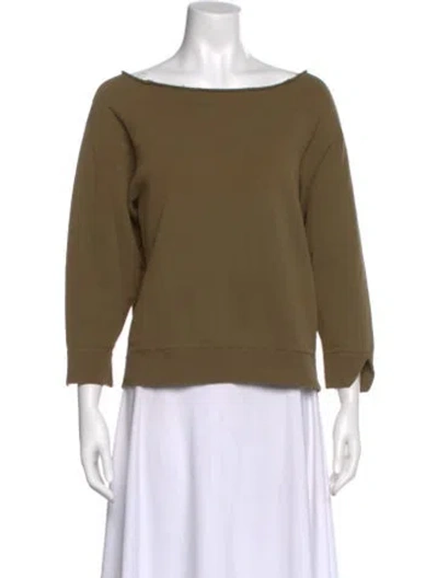 Pre-owned Nili Lotan Off-the-shoulder Three-quarter Sleeve Sweatshirt In Green