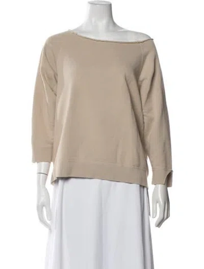 Pre-owned Nili Lotan Off-the-shoulder Three-quarter Sleeve Sweatshirt In Neutrals