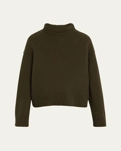Nili Lotan Omaira Funnel-neck Wool Sweater In Dark Pine