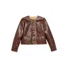 Nili Lotan Zanie Short Shearling Coat Vintage Whiskey In Brown