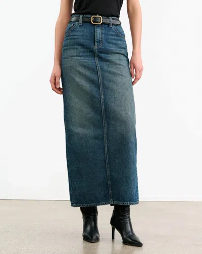 Nili Lotan Ozzy Denim Skirt In Simon Wash In Blue