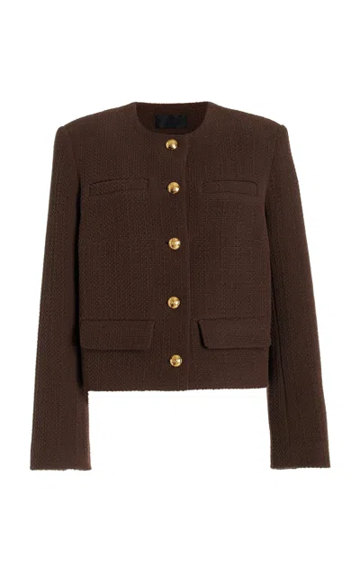 Nili Lotan Paige Cotton-blend Jacket In Brown