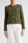 Nili Lotan Paige Tweed Jacket In Army Green