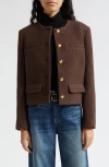Nili Lotan Paige Cotton Blend Tweed Jacket In Espresso